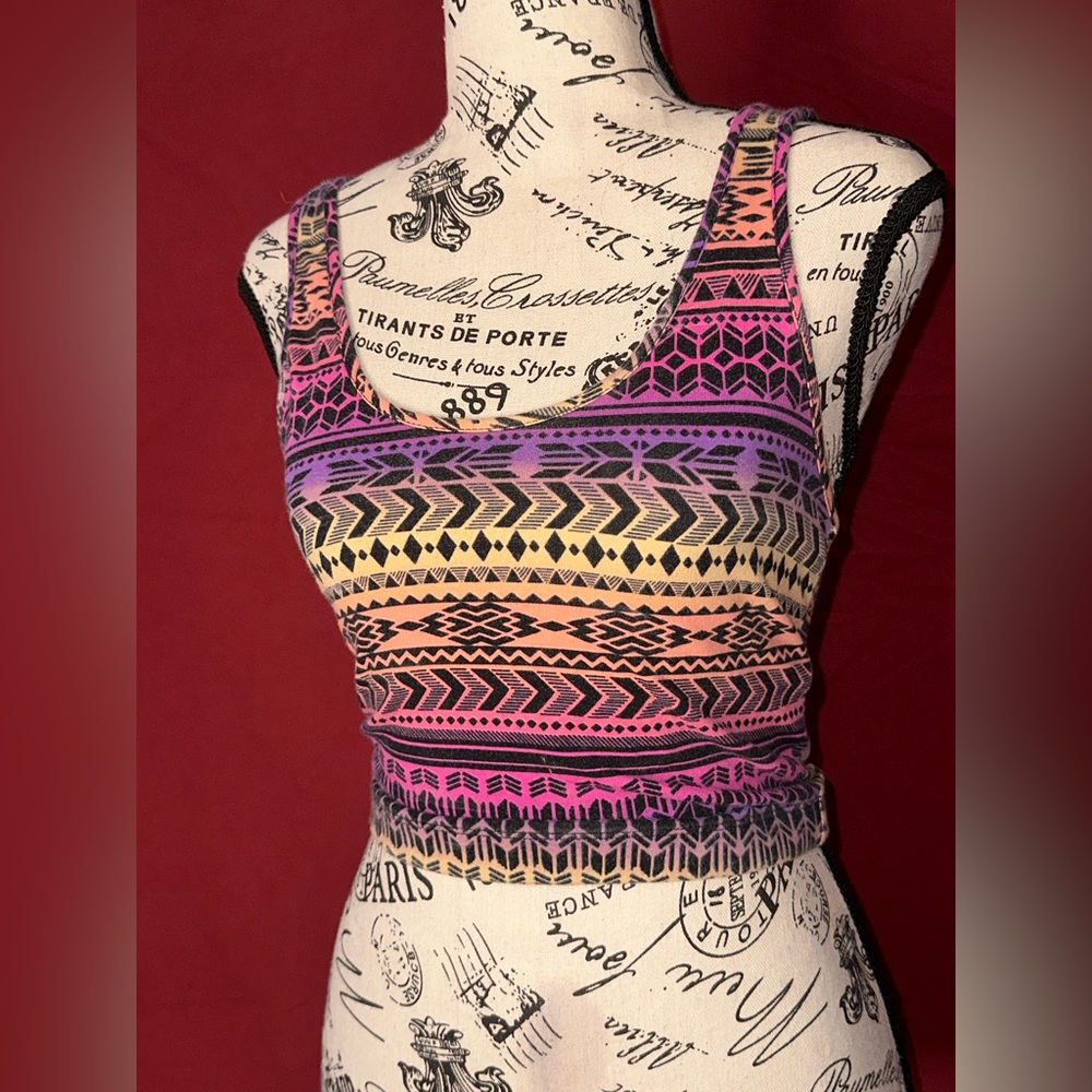 Multicolored Aztec Printed Crop Top
